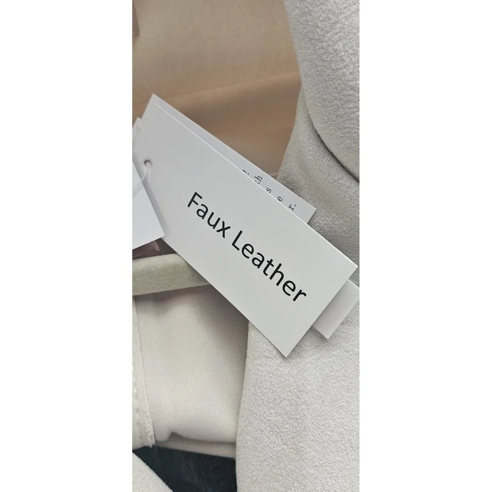 NWT Philosophy woman Sz 1X cream faux leather suede‎ open front moto jacket